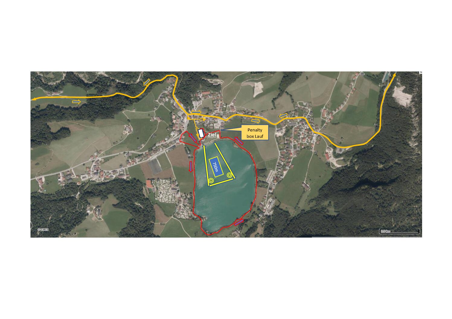 Streckenplan Sprint, Kurz thiersee triathlon schwimmstrecke