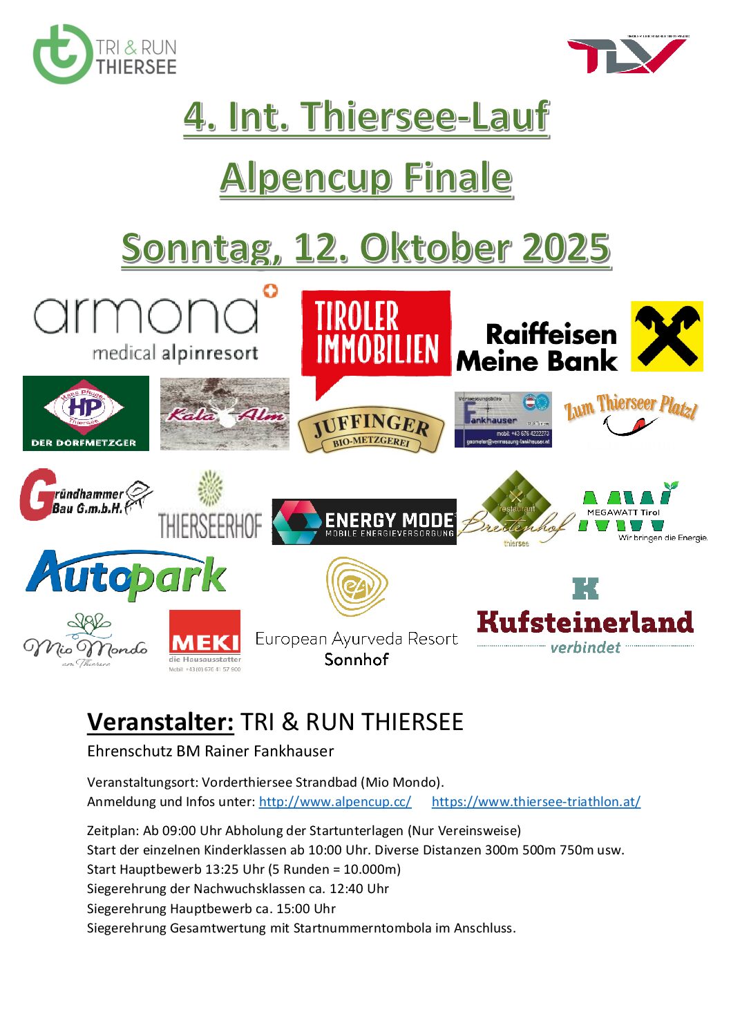 Text Ausschreibung Thiersee Lauf 2025 Volksschule